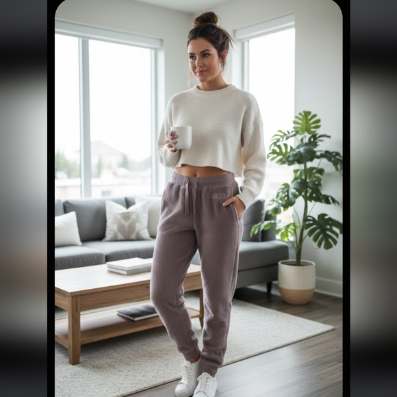 UGG Pants - UGG Women's Soft Taupe Jogger Fuzzy Sherpa Lounge Pants S